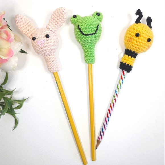 Handmade Accessories Crochet Pencil Toppers Amigurumi Animal Pencil Topper Pen Topper Pencil